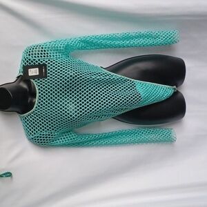 Fashion Nova High Cut Mesh Mint Green bodysuit, Figure It Out, Sz M